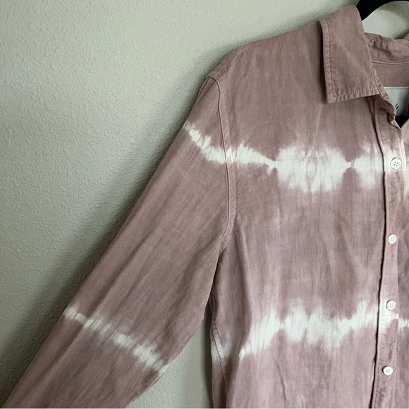 Rails Ingrid Raw Shirt Mauve White Waves Casual Women’s Small - Picture 7 of 13